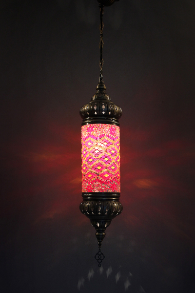 Size 2 Cylinder Antique Mosaic Hanging Lamp